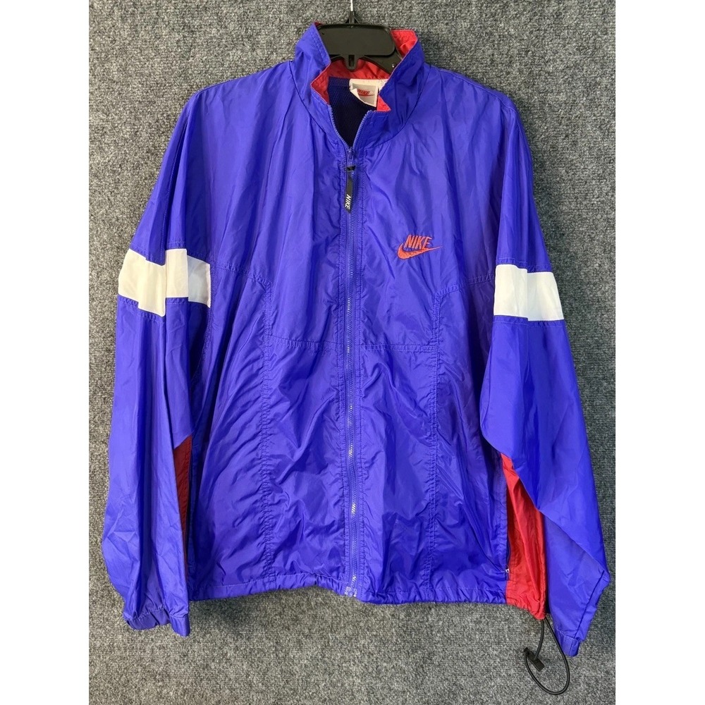 Vtg 90's Nike Windbreaker Retro Warm Up Jacket Men's Size XL Blue Long Sleeve